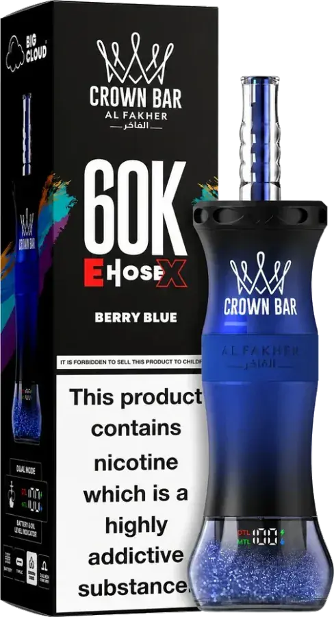 Al Fakher Crown Bar 60K E-Hose X, Berry Blue Berry Blue