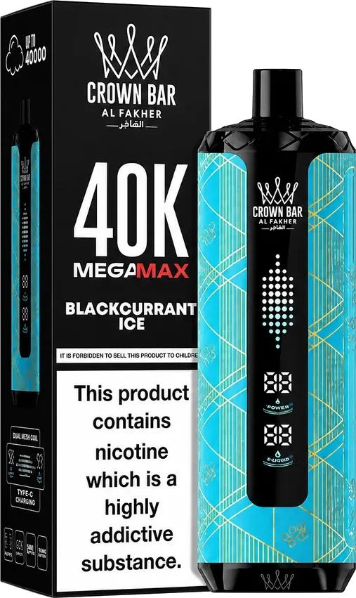 Al Fakher Crown Bar 40K Mega Max Blackcurrant Ice Blackcurrant Ice