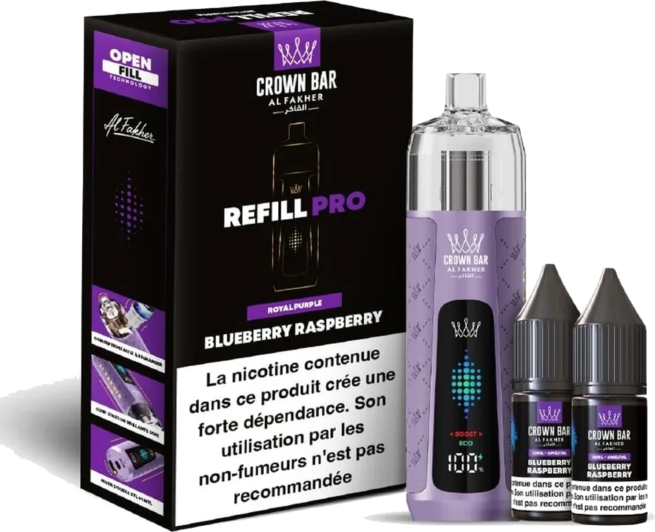 Al Fakher Crown Bar Refill Pro 30K, Blueberry Raspberry, vue principale