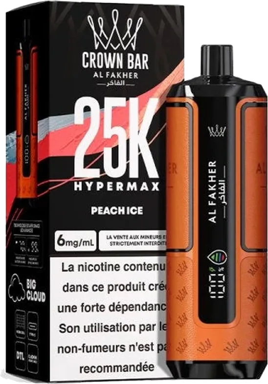 Al Fakher Crown Bar 25K Hyper Max, Peach Ice, vue principale