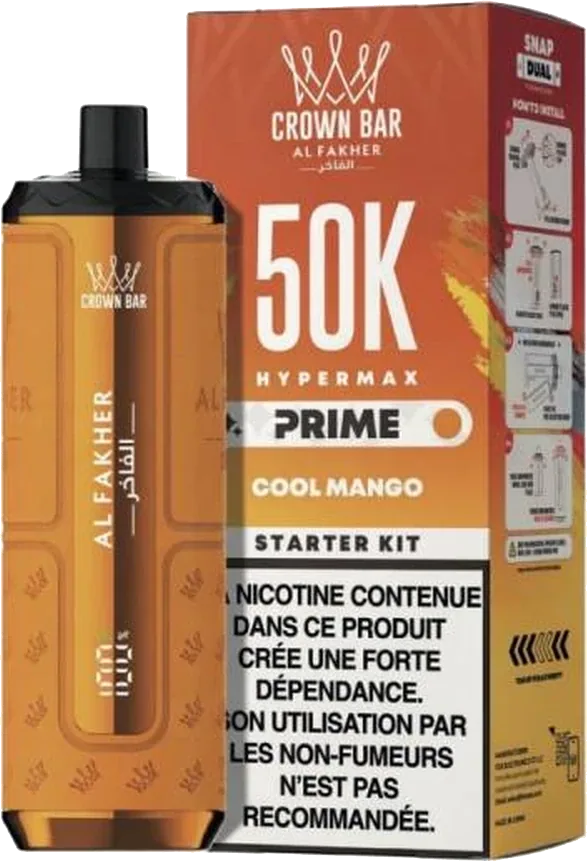 Al Fakher Crown Bar Hypermax Prime 50K, Cool Mango Cool Mango