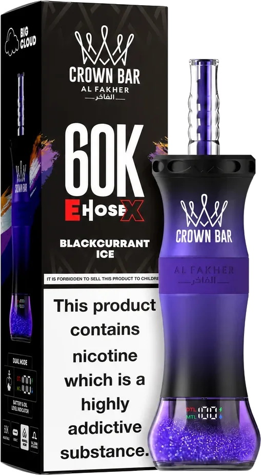 Al Fakher Crown Bar 60K E-Hose X, Blackcurrant Ice Blackcurrant Ice