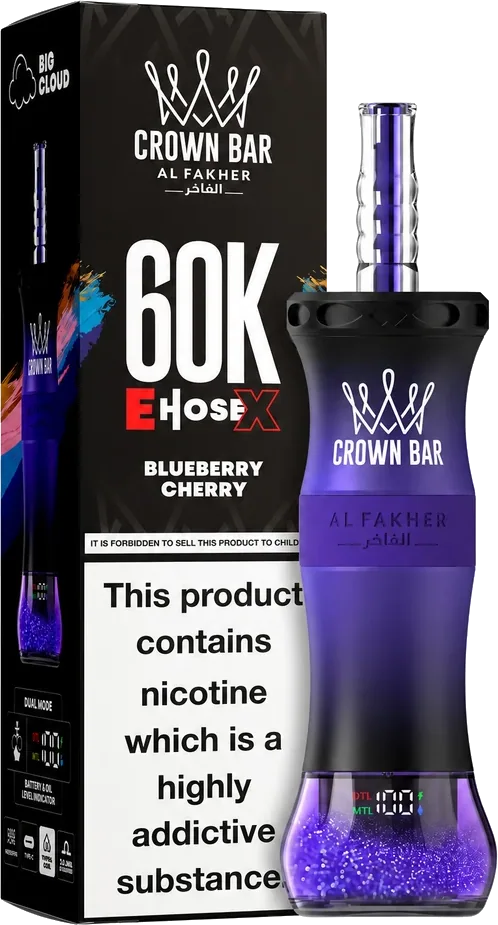 Al Fakher Crown Bar 60K E-Hose X, Blueberry Cherry, vue principale