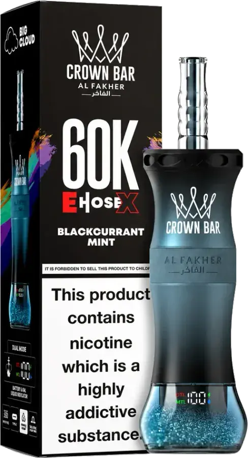 Al Fakher Crown Bar 60K E-Hose X, Blackcurrant Mint, vue principale
