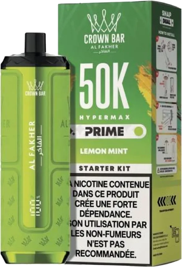 Al Fakher Crown Bar Hypermax Prime 50K, Lemon Mint Lemon Mint