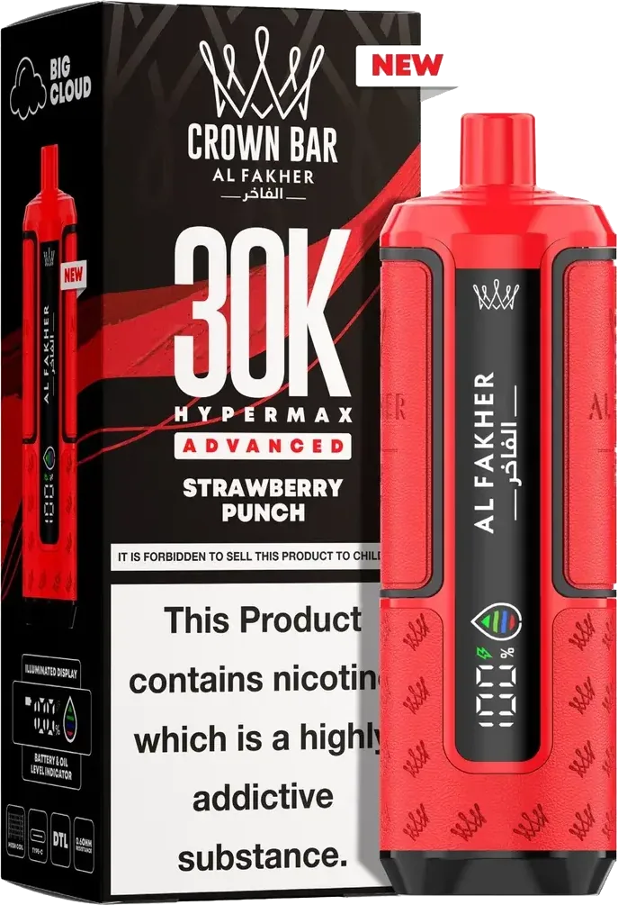 Al Fakher Crown Bar 30K Hyper Max Advanced, Strawberry Punch, vue principale
