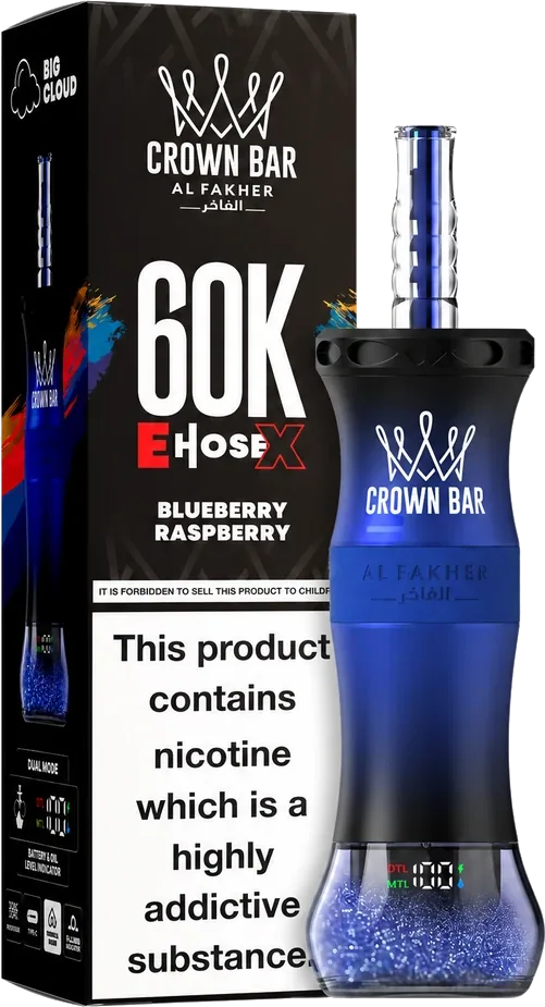 Al Fakher Crown Bar 60K E-Hose X, Blueberry Raspberry Blueberry Raspberry