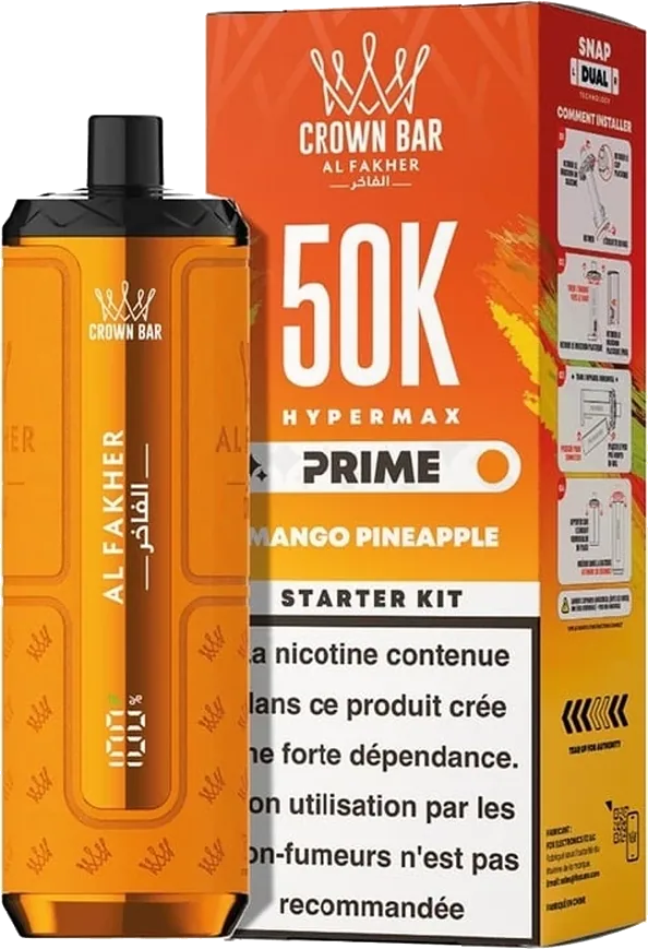 Al Fakher Crown Bar Hypermax Prime 50K, Mango Pineapple Mango Pineapple