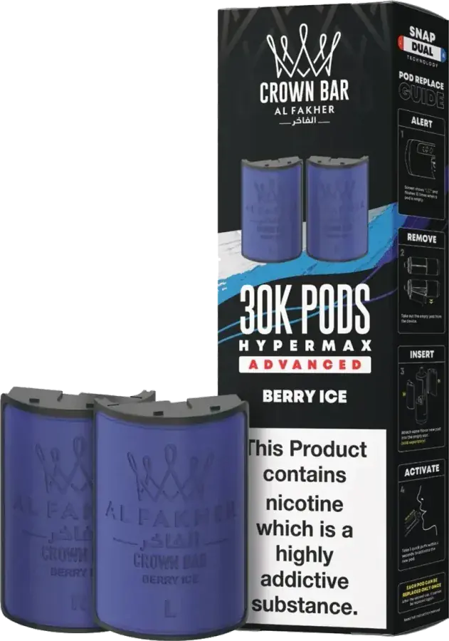 Cartouche Al Fakher Crown Bar 30K Hyper Max Advanced - Berry Ice Berry Ice