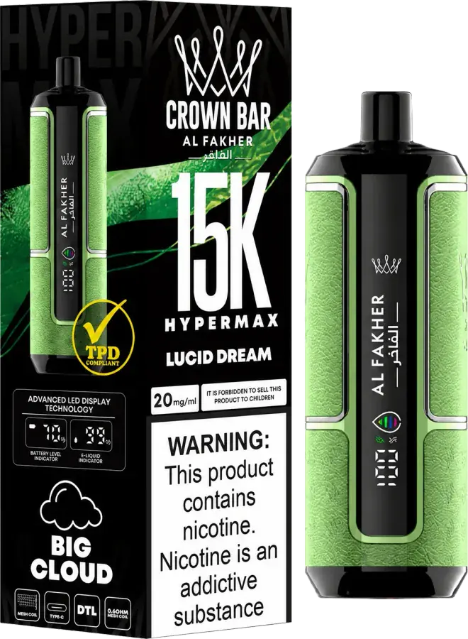 Al Fakher Crown Bar 15K Hyper Max, Lucid Dream, vue principale