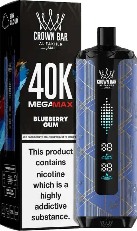 Al Fakher Crown Bar 40K Mega Max Blueberry Gum Blueberry Gum