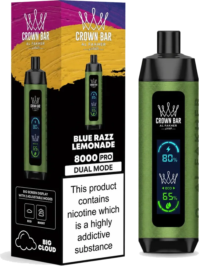 Al Fakher Crown Bar 8K Pro Blue Razz Lemonade Blue Razz Lemonade