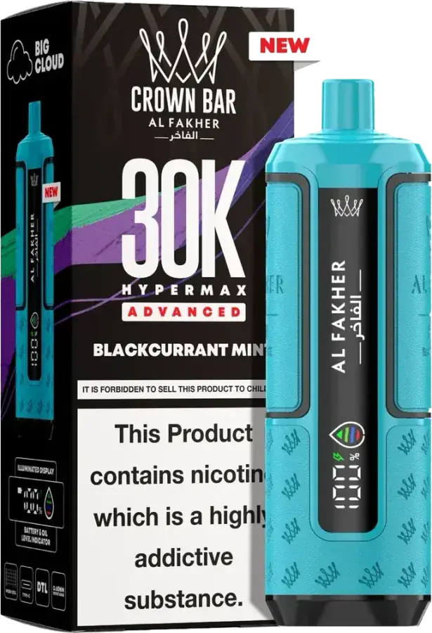 Al Fakher Crown Bar 30K Hyper Max Advanced, Blackcurrant Mint Blackcurrant Mint