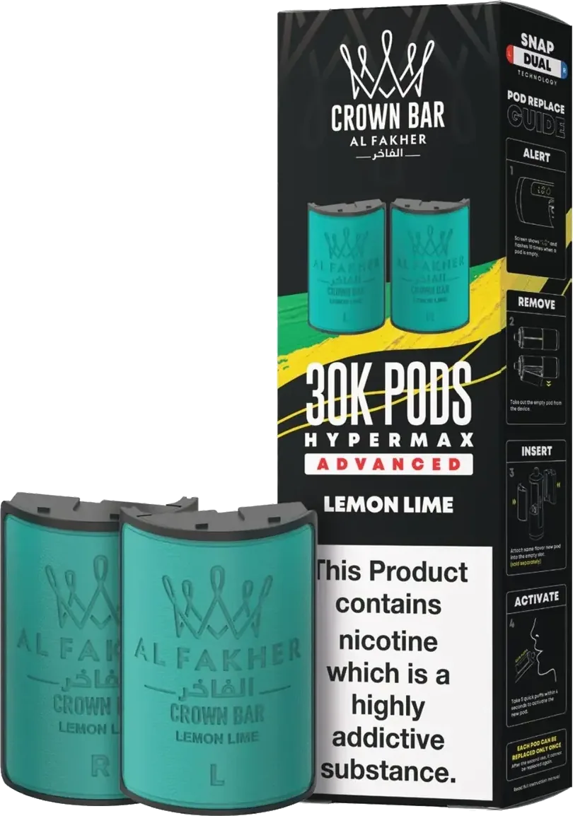 Cartouche Al Fakher Crown Bar 30K Hyper Max Advanced, Lemon Lime, vue principale