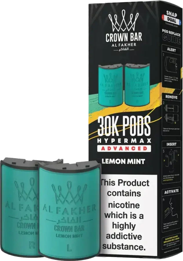Cartouche Al Fakher Crown Bar 30K Hyper Max Advanced, Lemon Mint, vue principale