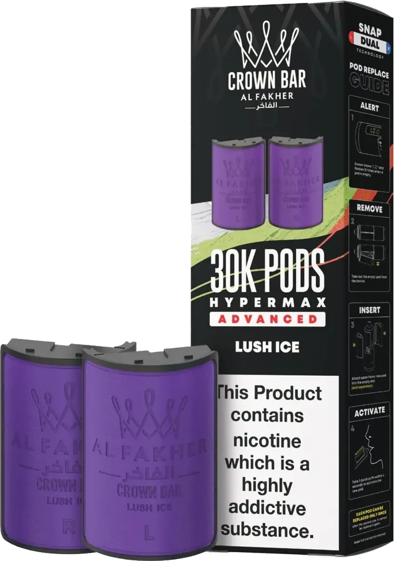 Cartouche Al Fakher Crown Bar 30K Hyper Max Advanced, Lush Ice, vue principale