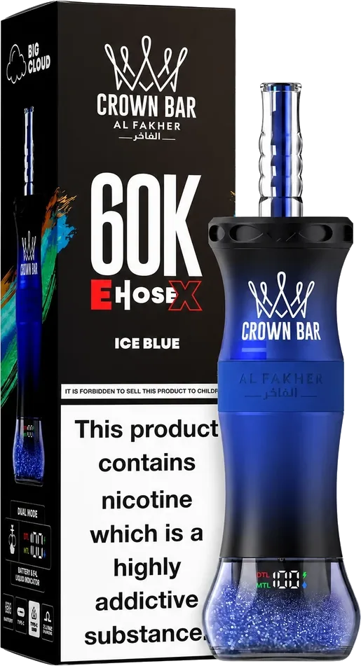 Al Fakher Crown Bar 60K E-Hose X, Ice Blue Ice Blue