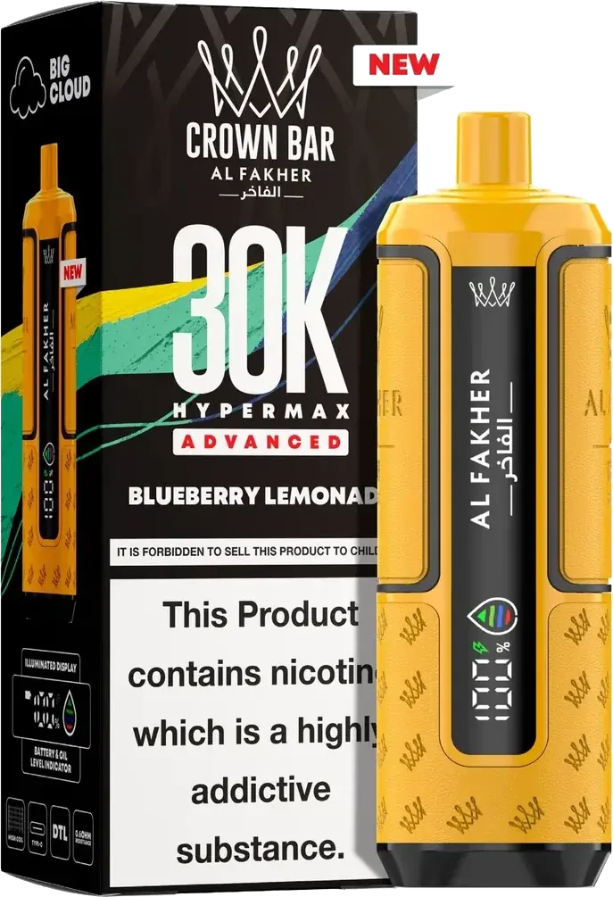 Al Fakher Crown Bar 30K Hyper Max Advanced, Blueberry Lemonade Blueberry Lemonade