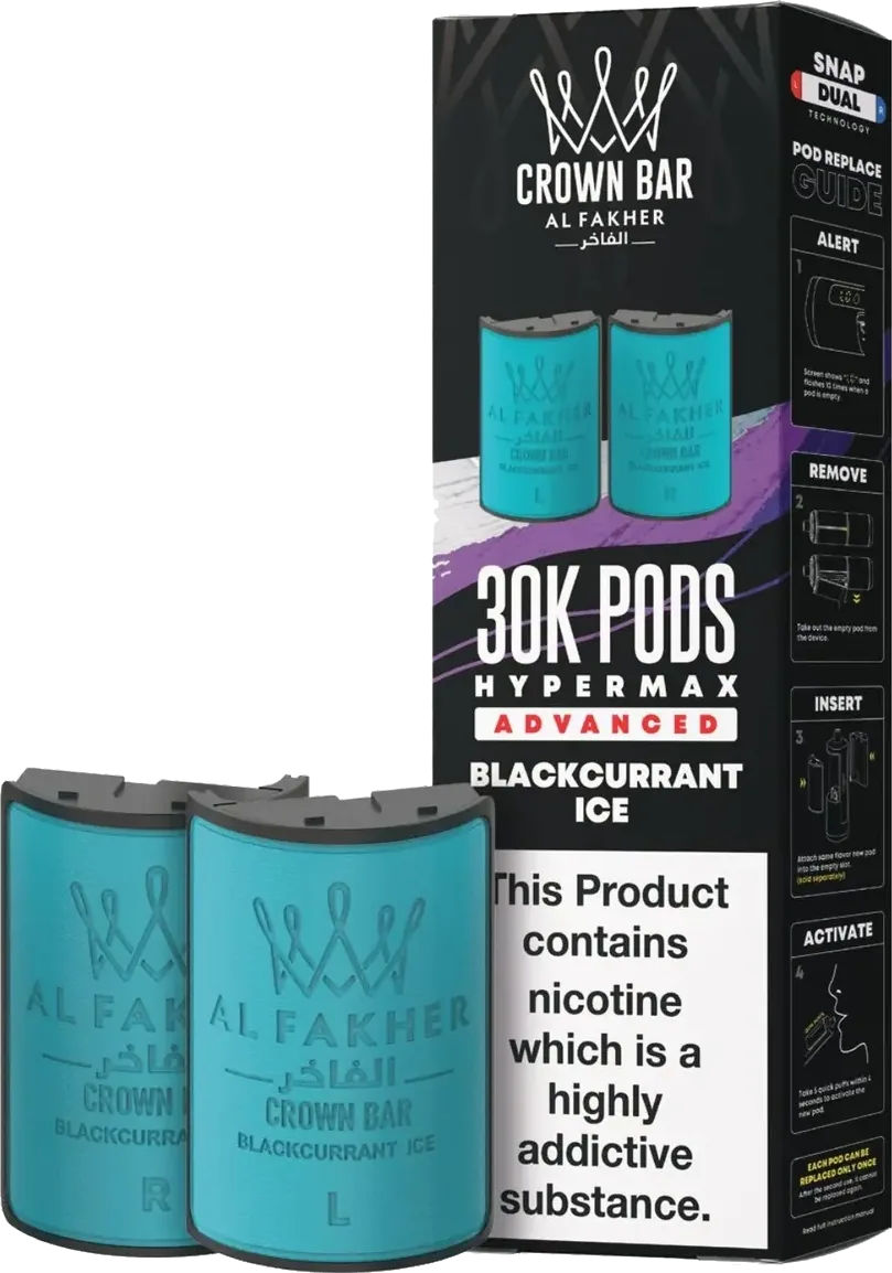 Cartouche Al Fakher Crown Bar 30K Hyper Max Advanced, Blackcurrant Ice, vue principale