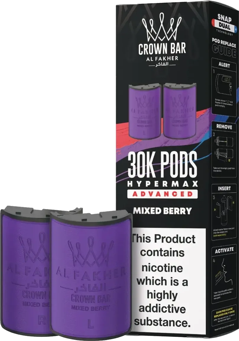 Cartouche Al Fakher Crown Bar 30K Hyper Max Advanced, Mixed Berry, vue principale