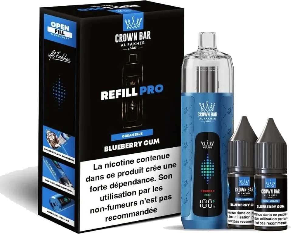 Al Fakher Crown Bar Refill Pro 30K, Blueberry Gum, vue principale