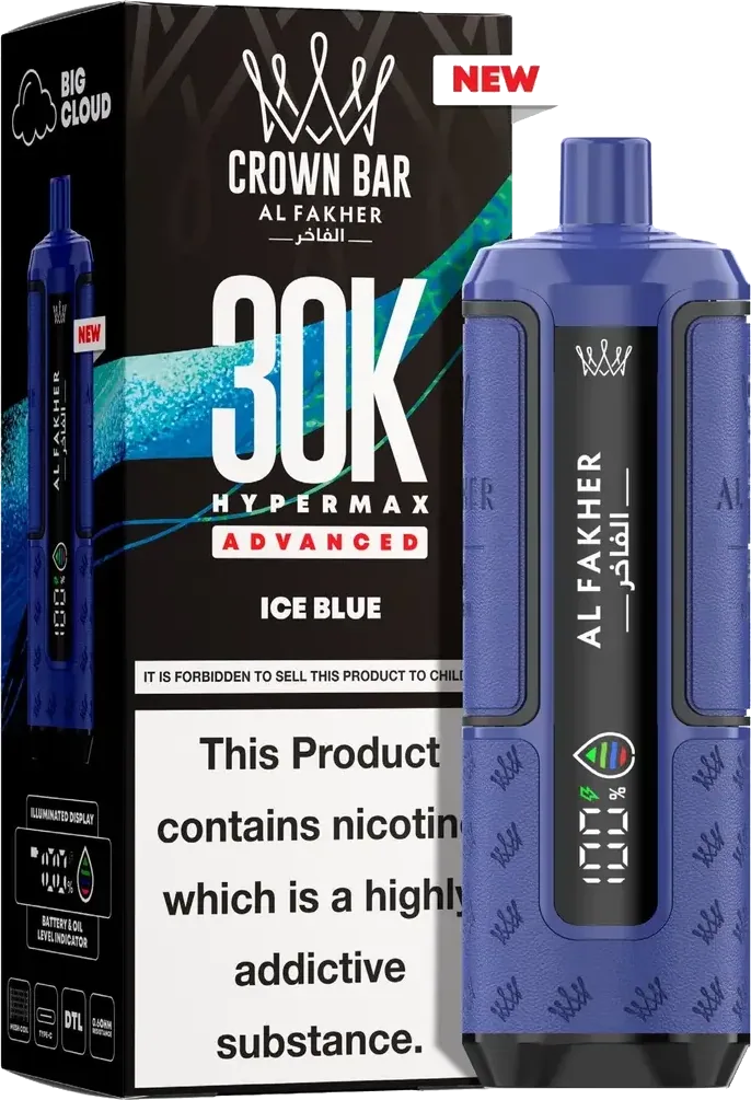Al Fakher Crown Bar 30K Hyper Max Advanced, Ice Blue, vue principale