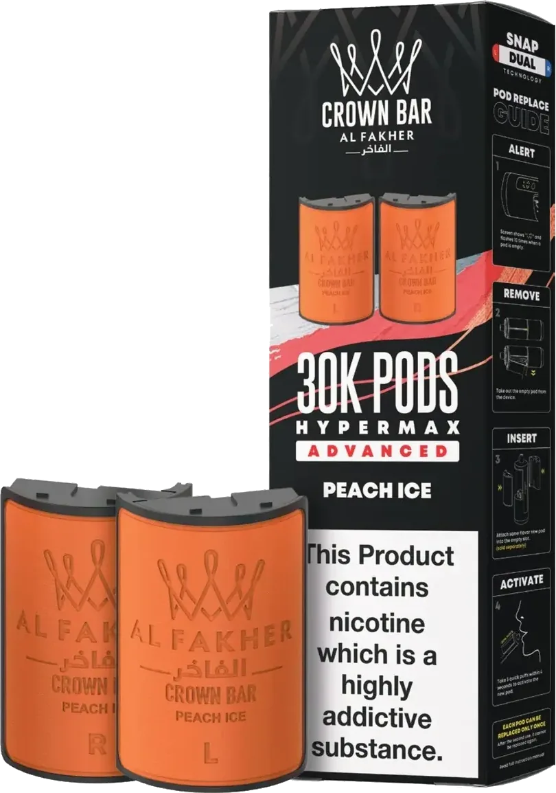 Cartouche Al Fakher Crown Bar 30K Hyper Max Advanced, Peach Ice, vue principale
