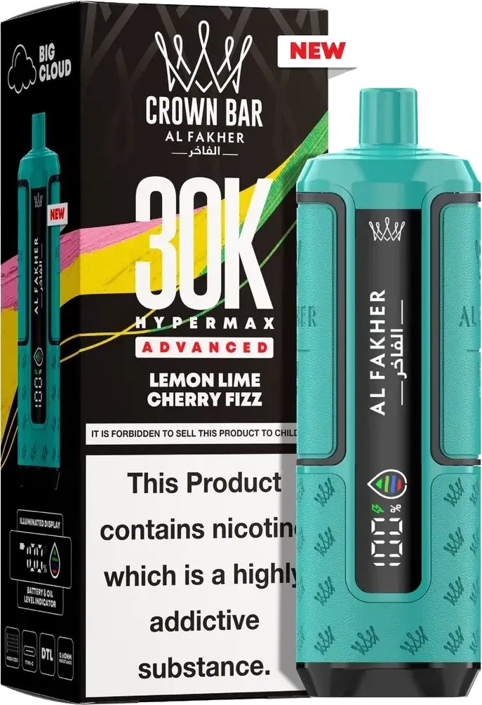 Al Fakher Crown Bar 30K Hyper Max Advanced, Lemon Lime Cherry Fizz, vue principale