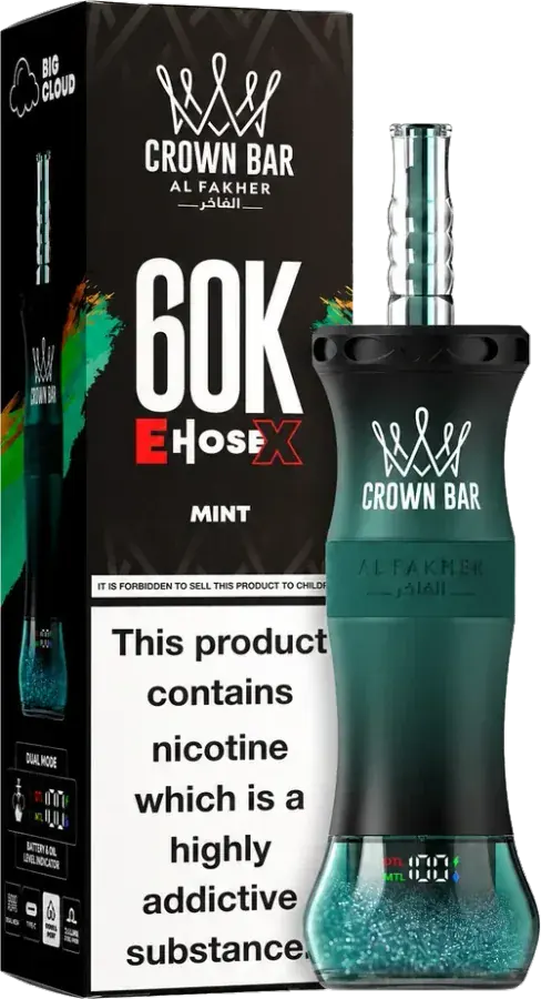 Al Fakher Crown Bar 60K E-Hose X, Mint Mint