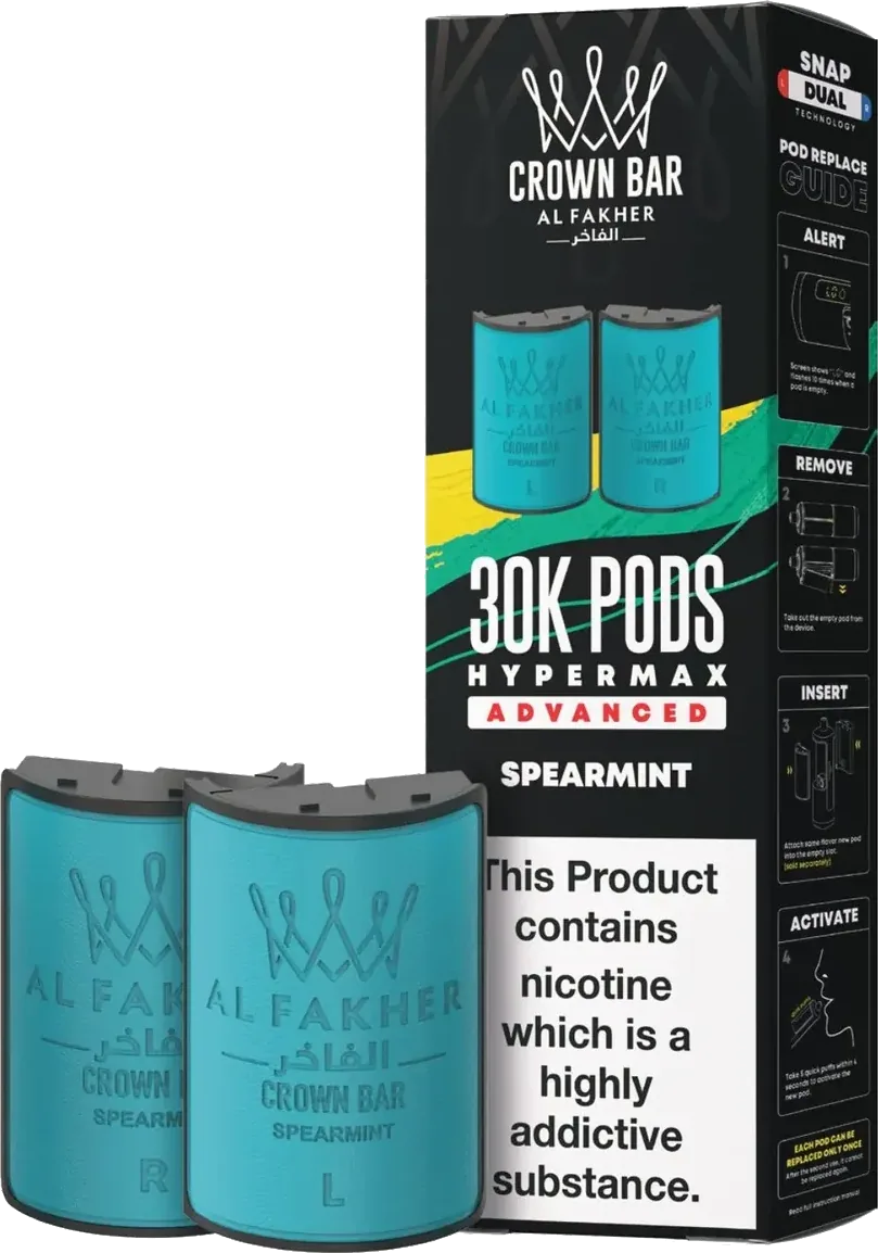 Cartouche Al Fakher Crown Bar 30K Hyper Max Advanced, Spearmint, vue principale