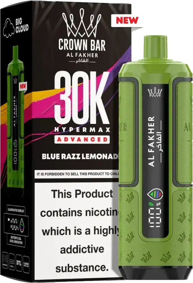 Al Fakher Crown Bar 30K Hyper Max Advanced, Blue Razz Lemonade, vue principale