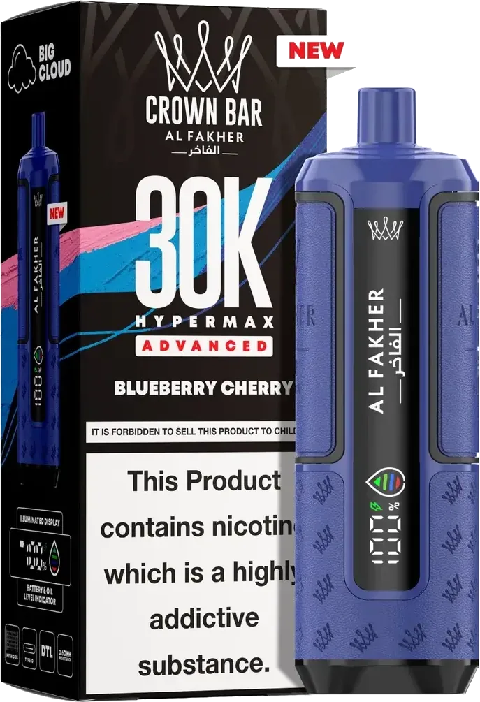 Al Fakher Crown Bar 30K Hyper Max Advanced, Blueberry Cherry Blueberry Cherry
