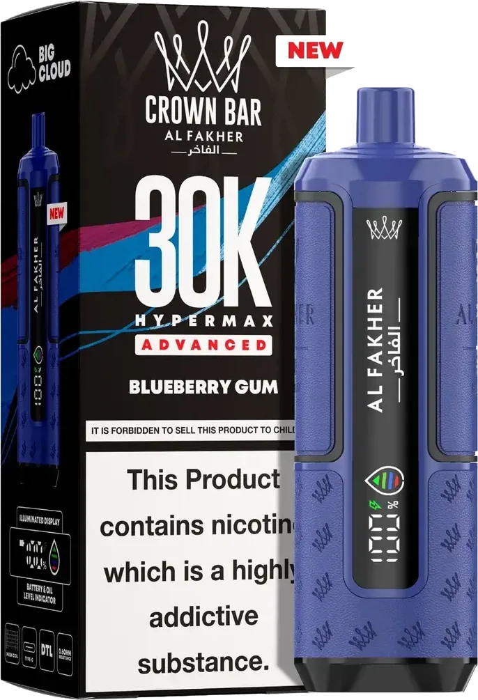 Al Fakher Crown Bar 30K Hyper Max Advanced, Blueberry Gum, vue principale