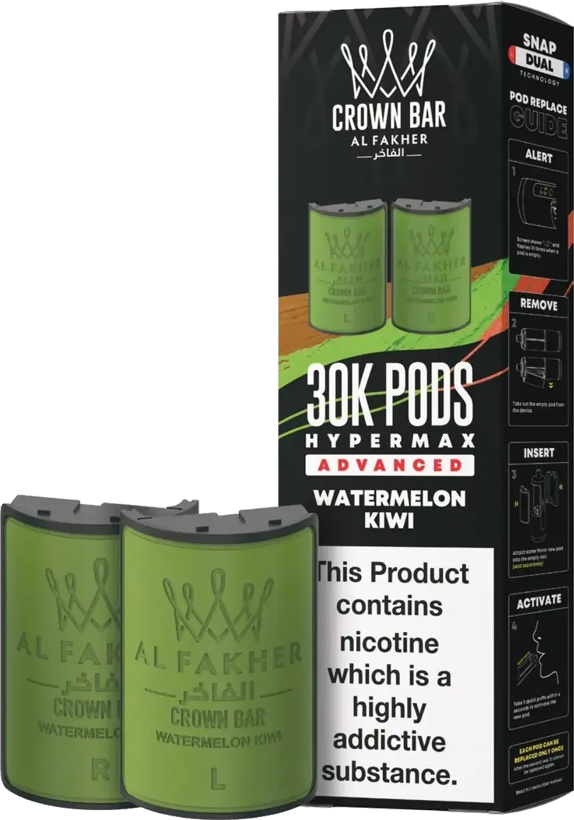 Cartouche Al Fakher Crown Bar 30K Hyper Max Advanced - Watermelon Kiwi Watermelon Kiwi