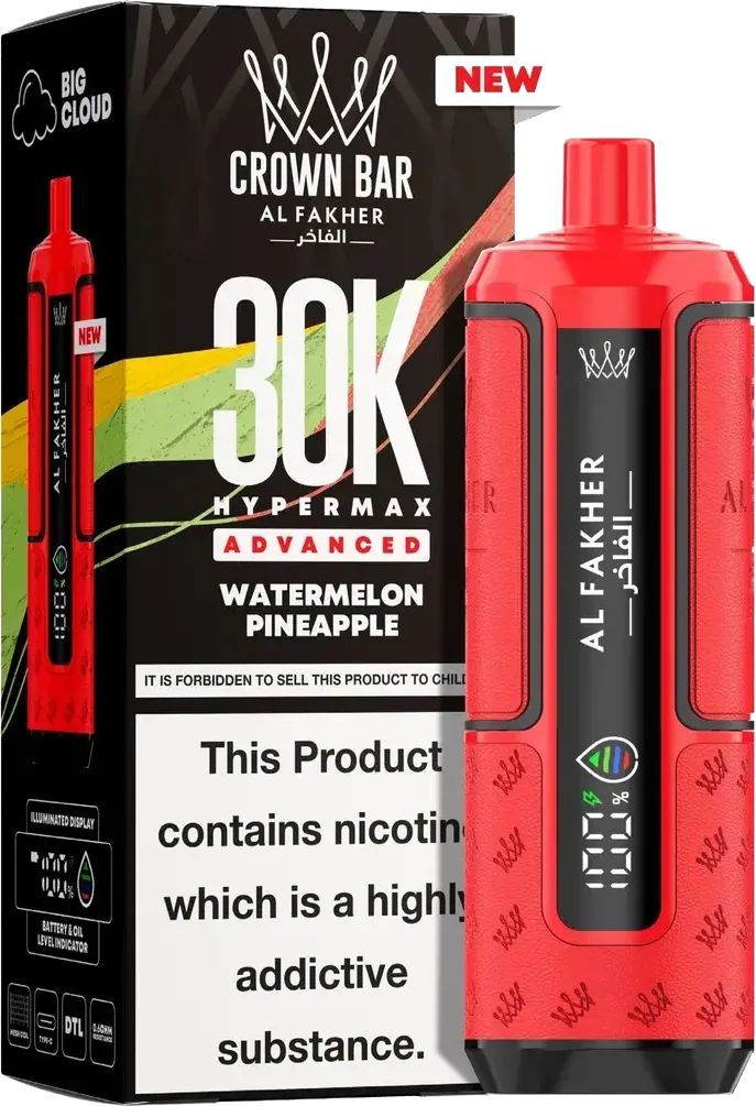 Al Fakher Crown Bar 30K Hyper Max Advanced, Watermelon Pineapple Watermelon Pineapple