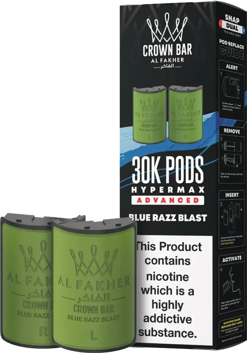 Cartouche Al Fakher Crown Bar 30K Hyper Max Advanced - Blue Razz Blast Blue Razz Blast