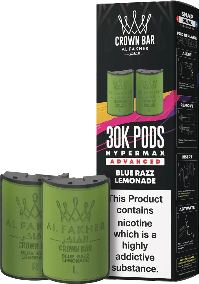 Cartouche Al Fakher Crown Bar 30K Hyper Max Advanced, Blue Razz Lemonade, vue principale