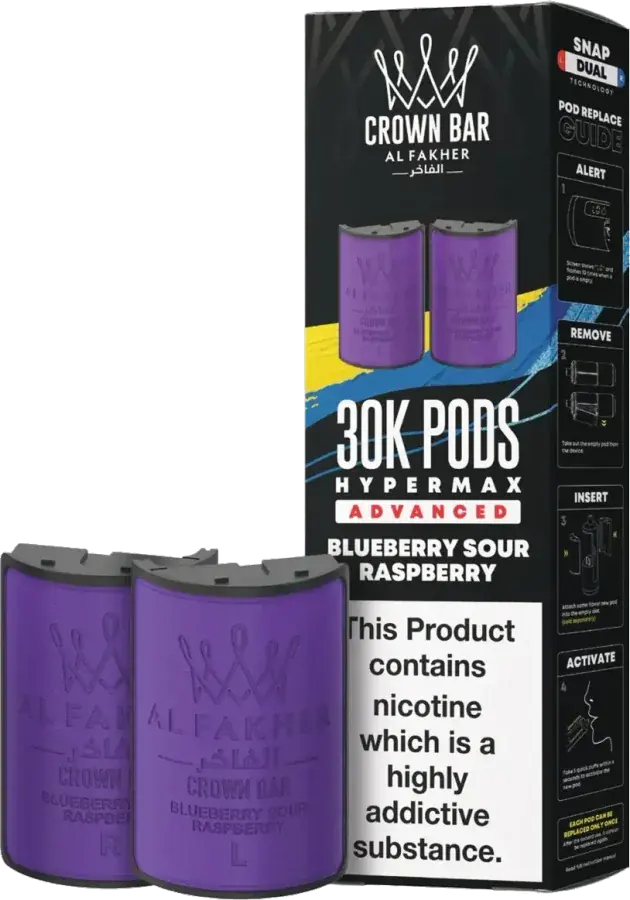 Cartouche Al Fakher Crown Bar 30K Hyper Max Advanced - Blueberry Sour Raspberry Blueberry Sour Raspberry