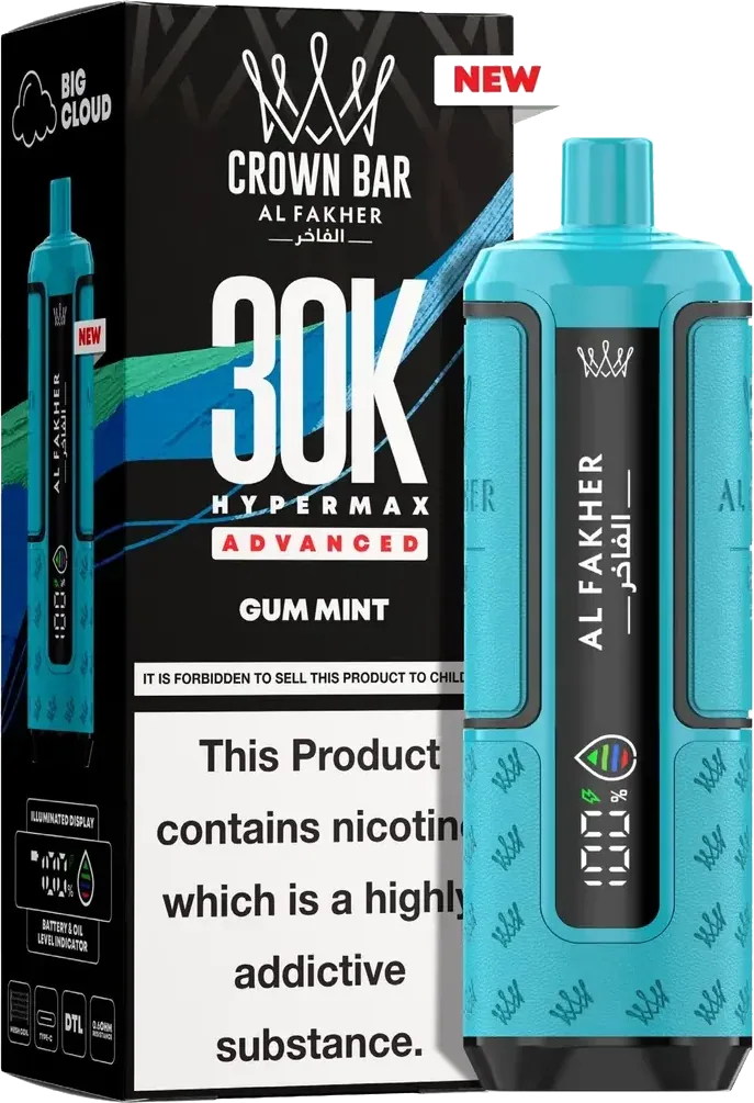 Al Fakher Crown Bar 30K Hyper Max Advanced, Gum Mint, vue principale