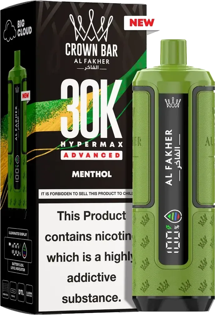 Al Fakher Crown Bar 30K Hyper Max Advanced, Menthol, vue principale
